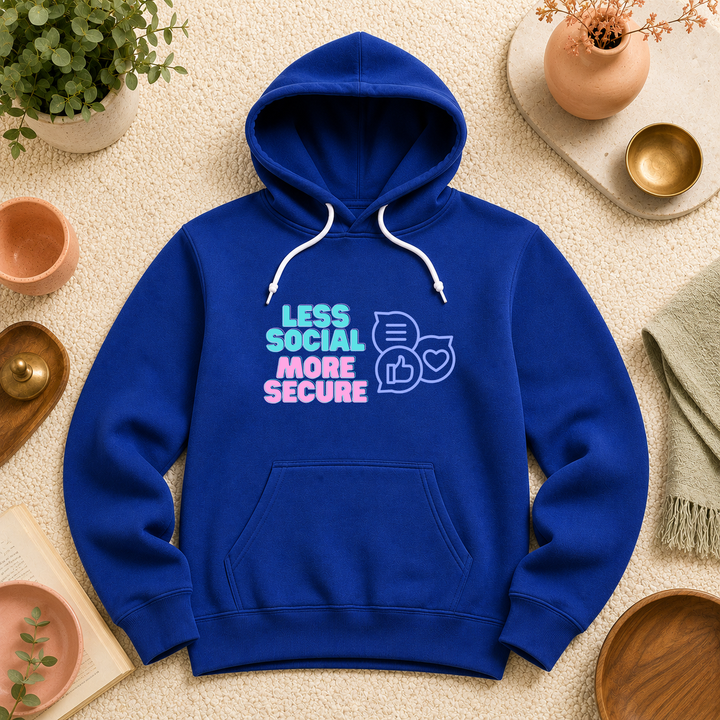 Less Social More Secure | Unisex Sponge Fleece Pullover Hoodie